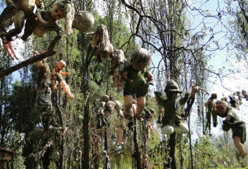Đảo búp bê, Mexico: Đây là một hòn đảo nhỏ nằm ở Xochimilco, Mexico, nổi tiếng với những con búp bê hỏng được buộc vào các cành và thân cây bởi Julián Santana Barrera. Ông cho biết việc thu thập những con búp bê cũ hỏng và treo chúng lên giúp xua tà ma và xoa dịu linh hồn một cô bé chết đuối dưới kênh. Ông cũng tin rằng vào buổi tối những con búp bê sẽ sống dậy và đi quanh đảo. Điều kỳ lạ hơn nữa là ông chết đuối ở đúng chỗ đã tìm thấy xác bé gái. Du khách có thể ra đảo bằng thuyền, nhưng nhiều người không đủ can đảm để tới đây.