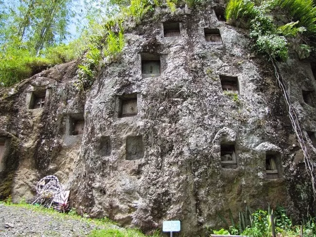 Khi một người Toraja chết đi, họ sẽ không được chôn xuống đất mà sẽ được an táng trong các hang nhỏ được đào trên vách núi cùng với đó là một loạt nghi thức mai táng diễn ra trong nhiều ngày. Những nghi thức lễ lạt không diễn ra ngay lập tức sau khi chết, đầu tiên, cơ thể người chết sẽ trải qua một quá trình ướp xác phức tạp để bảo quản cho đến khi gia đình người chết có đủ tiền để làm một đám tang hoàn chỉnh.