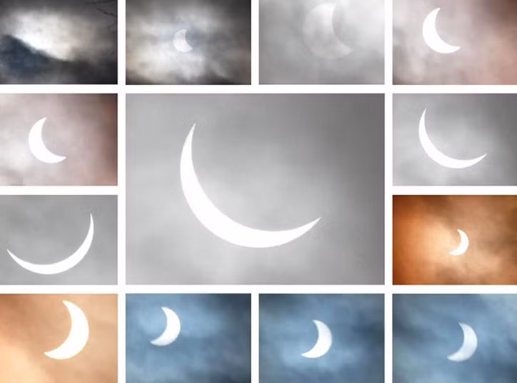 Paul Fox chế tạo một bức khảm về hiện tượng nhật thực nhìn từ Bury, Lancashire (Anh).