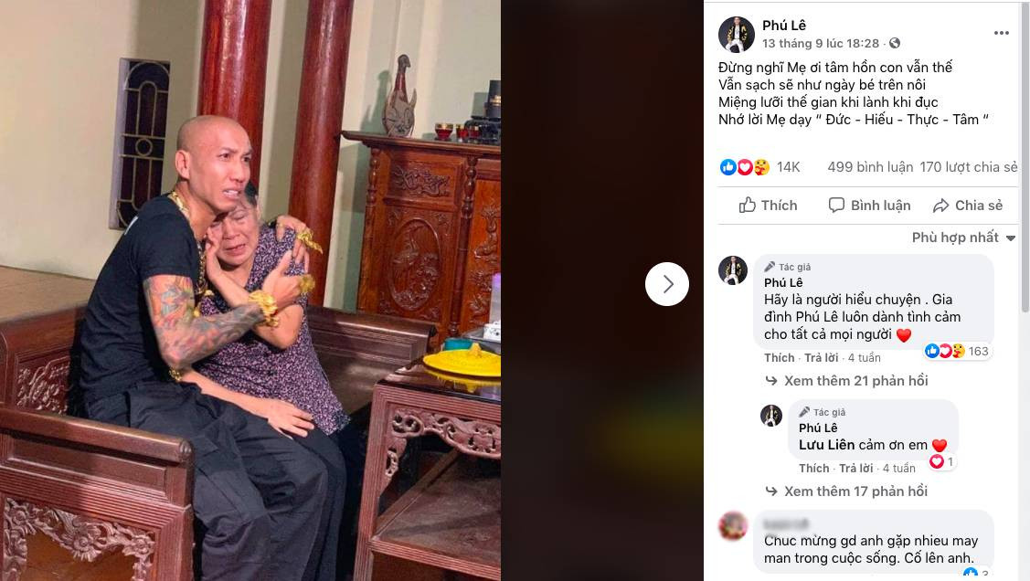 Mặc dù chỉ đạo đàn em dùng tuýp sắt xông vào nhà đánh bà Nguyễn Thị Nga (69 tuổi, mẹ Đào Chile) và bà Nguyễn Thị Bé (67 tuổi, em gái bà Nga) mẹ của Đào Chi Lê để dằn mặt cô gái này vì 2 bên mâu thuẫn do chửi nhau trên mạng xã hội. Thế nhưng trên mạng, Phú Lê luôn khuyên mọi người sống phải hiếu thuận bố mẹ, kính già nhường trẻ... Phú luôn tỏ ra là người đạo đức. Nhưng thực tế lại chứng minh điều ngược lại.