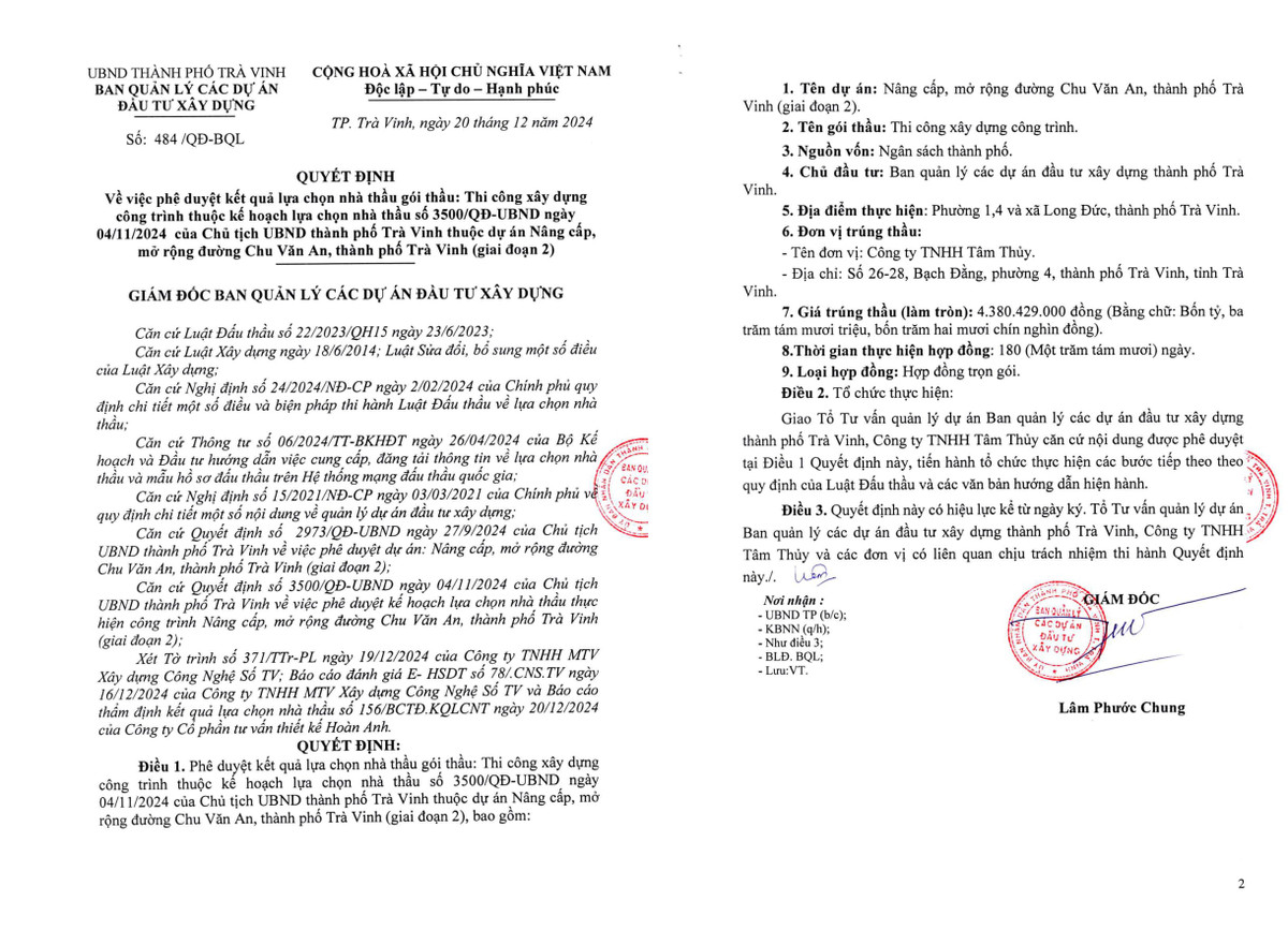 Tra Vinh: Cong ty Tam Thuy se thi cong mo rong duong Chu Van An