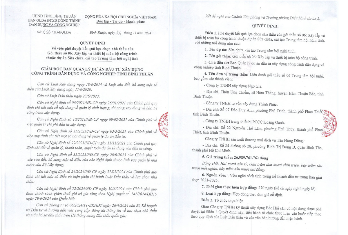 Bình Thuận: Gói sửa chữa Trung tâm Hội nghị tỉnh hơn 30 tỷ đã có chủ Binh Thuan: Goi sua chua Trung tam Hoi nghi tinh hon 30 ty da co chu