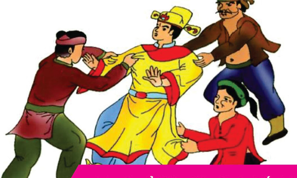 Tranh minh họa cảnh chúa Chổm bị đòi nợ.