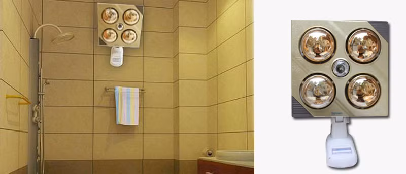 Đèn sưởi nhà tắm sử dụng tia hồng ngoại, có thể làm ấm phòng tức thì. Vì vậy, chỉ cần bật trước khi tắm khoảng 30 giây, vừa không gây nguy hiểm lại tiết kiệm điện. Ảnh: Muachungtb.