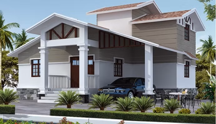 Biệt thự ven biển với không gian mở đơn giản, mái lệch mỏng nhẹ, nghiêng. Mái cũng được giật cấp để tạo dáng và độ thông thoáng. Ảnh: Linkedin.