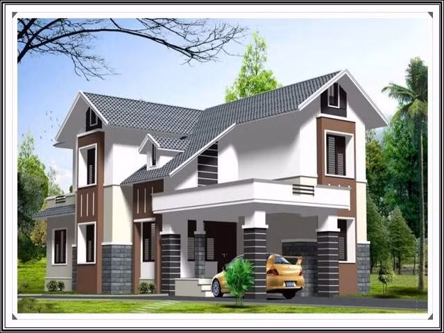 Biệt thự 2 tầng được thiết kế dưới dạng hình chữ L, phần khuyết làm sân phơi. Ảnh: Dinhcaocongnghe.