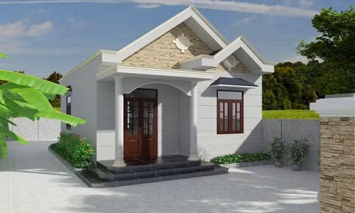 Phương án nhà mái thái sẽ đội chi phí lên nhiều hơn một chút. Vì vậy, gia chủ có thể giảm bớt diện tích và phần trang trí để giảm tiền công. Ảnh: Thietkethicongnhadep.