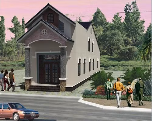 Thiết kế mái thái làm toát lên vẻ đẹp hiện đại của ngôi nhà. Ảnh: Datbinhduong.