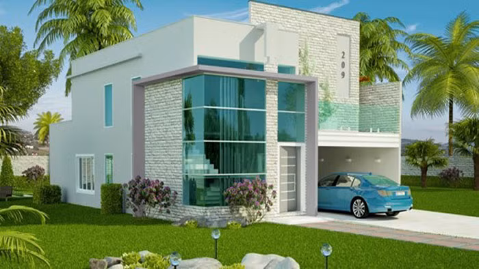 Diện tích nhỏ nhưng thiết kế khéo léo ngôi nhà 1 tầng vẫn có chỗ để ô tô thoải mái. Ảnh: Nhadepsang.