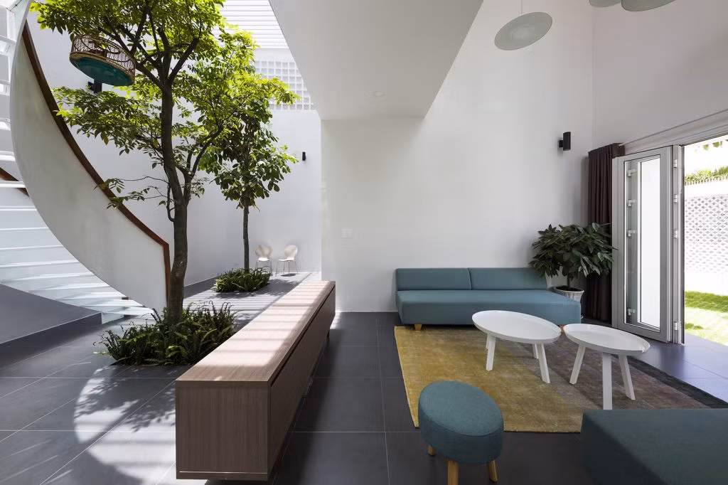 Công trình là một không gian mà tất cả các thành viên có thể dễ dàng nhìn thấy và giao lưu với nhau.