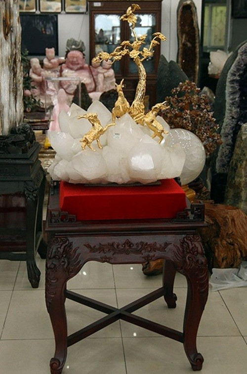 Bộ Dê vàng xuất hiện trên thị trường Tết Ất Mùi 2015 trọng lượng gần 200 kg, có giá 500 triệu đồng chỉ phục vụ đại gia chơi Tết. Ảnh: Infonet.