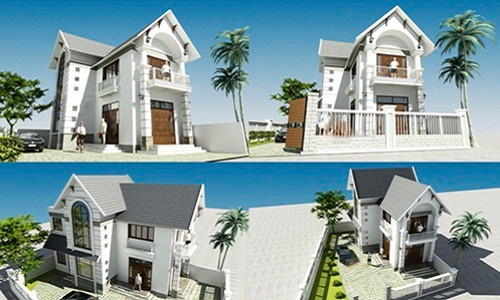 Với diện tích khoảng 80m2, nhà 2 tầng chữ L thiết kế mái thái giúp thoát nước mưa nhanh, cách nhiệt tốt. Ảnh: Ytuongnhadep.