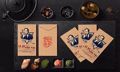 Nhiều bạn trẻ sử dụng hình ảnh, sự kiện gây bão dư luận trong năm in lên mẫu bao lì xì.