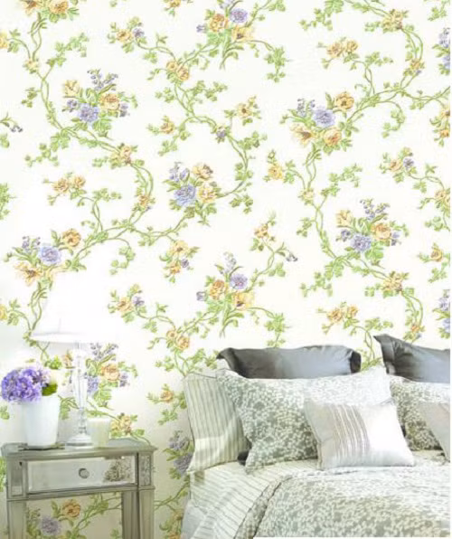 Giấy dán tường họa tiết nhẹ nhàng mang đến cảm giác bình yên, hài hòa. Ảnh: GiaydantuongNND.