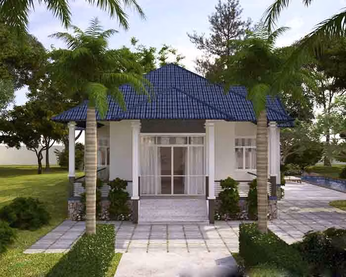 Căn nhà nhỏ sử dụng toàn bộ hệ thống cửa kính hiện đại. Ảnh: Internet.