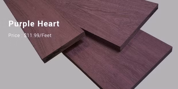Là loại gỗ đặc biệt, Purple Heart khi cắt sẽ chuyển từ màu nâu sang màu tím. Gỗ có tính chịu nước tốt, độ cứng và bền bậc nhất thế giới.