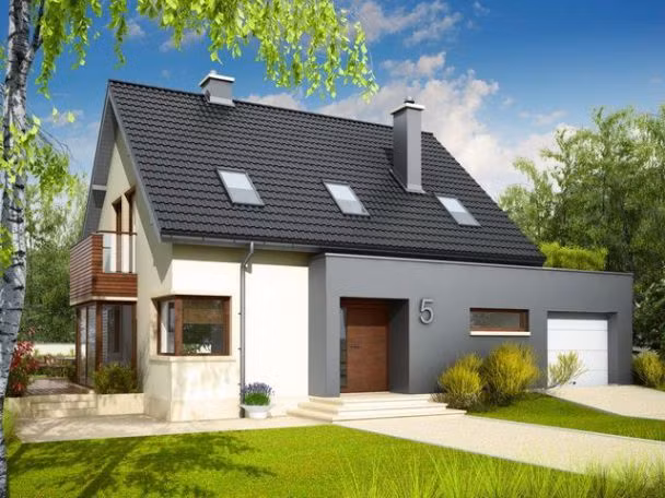 Thảm cỏ xanh trước nhà là điểm nhấn của mẫu biệt thự vườn 2 tầng. Ảnh: Thoitrangkiwi.