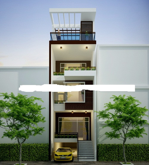 Nhà ống 4 tầng vừa thiết kế cầu thang bộ phía trong vừa có cầu thang bên ngoài. Ảnh: Anthuanphuoc.