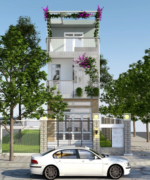 Trên diện tích 70m2, nhà ống 3 tầng có thiết kế phòng ngủ riêng cho bố mẹ và hai con. Phòng ngủ nào cũng có WC. Ảnh: Xaydungtayho.