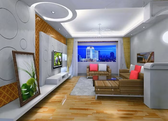 Tạo những mảng sáng tối bằng thạch cao và ánh sáng cùng tông với màu nền cũng là một trong những gợi ý thú vị.