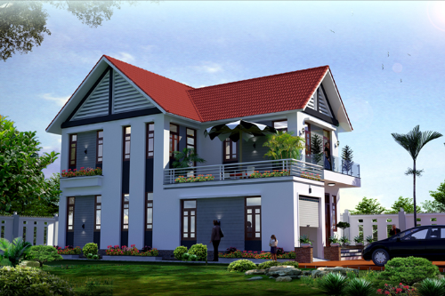 Mẫu thiết kế biệt thự mang phong cách hiện đại nhưng vẫn kế thừa nét đẹp truyền thống. Ảnh: Internet.