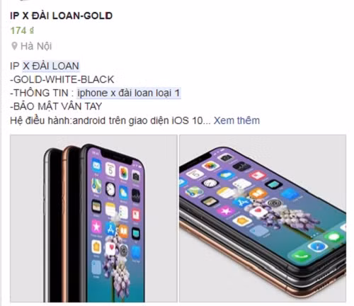 Thực chất những mẫu iPhone X này được nhập từ Trung Quốc theo lô với giá rất rẻ. Sau đó, tuồn về Việt Nam theo đường nhập lậu. Ảnh: Facebook.