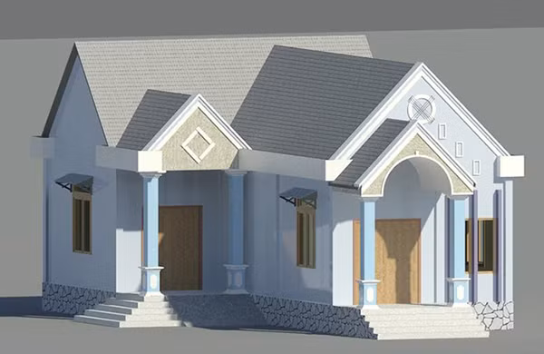 Mang vẻ đẹp cổ điển, nhà cấp 4 hình chữ L có thêm bờ hè đua ra rất phù hợp với lối sống của người nông thôn.