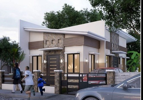 Mẫu thiết kế nhà cấp 4 mái lệch nhẹ nhàng kết hợp gam màu trắng và nâu hài hòa. Ảnh: Xaydungtrangtrinoithat.