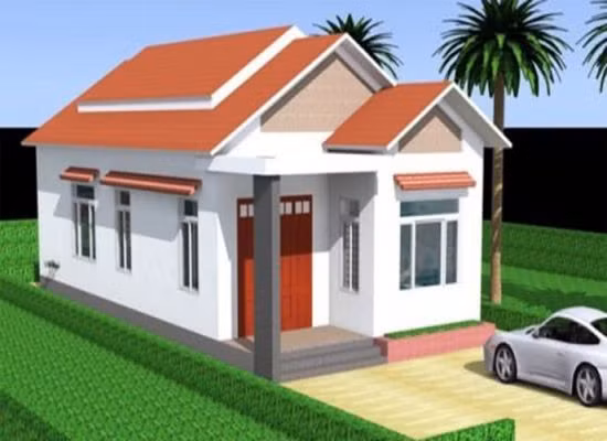 Nhà cấp 4 mái tôn xây trên diện tích 75m2, có 2 phòng ngủ dành cho những gia đình có 4 người sinh sống. Ảnh: Nhadatdian24h.