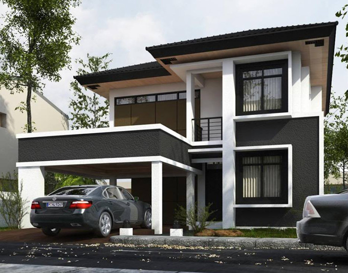 Những trụ cột vuông vức kết hợp mảng tường nâu đen tạo nên sự khỏe khoắn, quyến rũ của công trình. Ảnh: Kientrucsuvietnam.