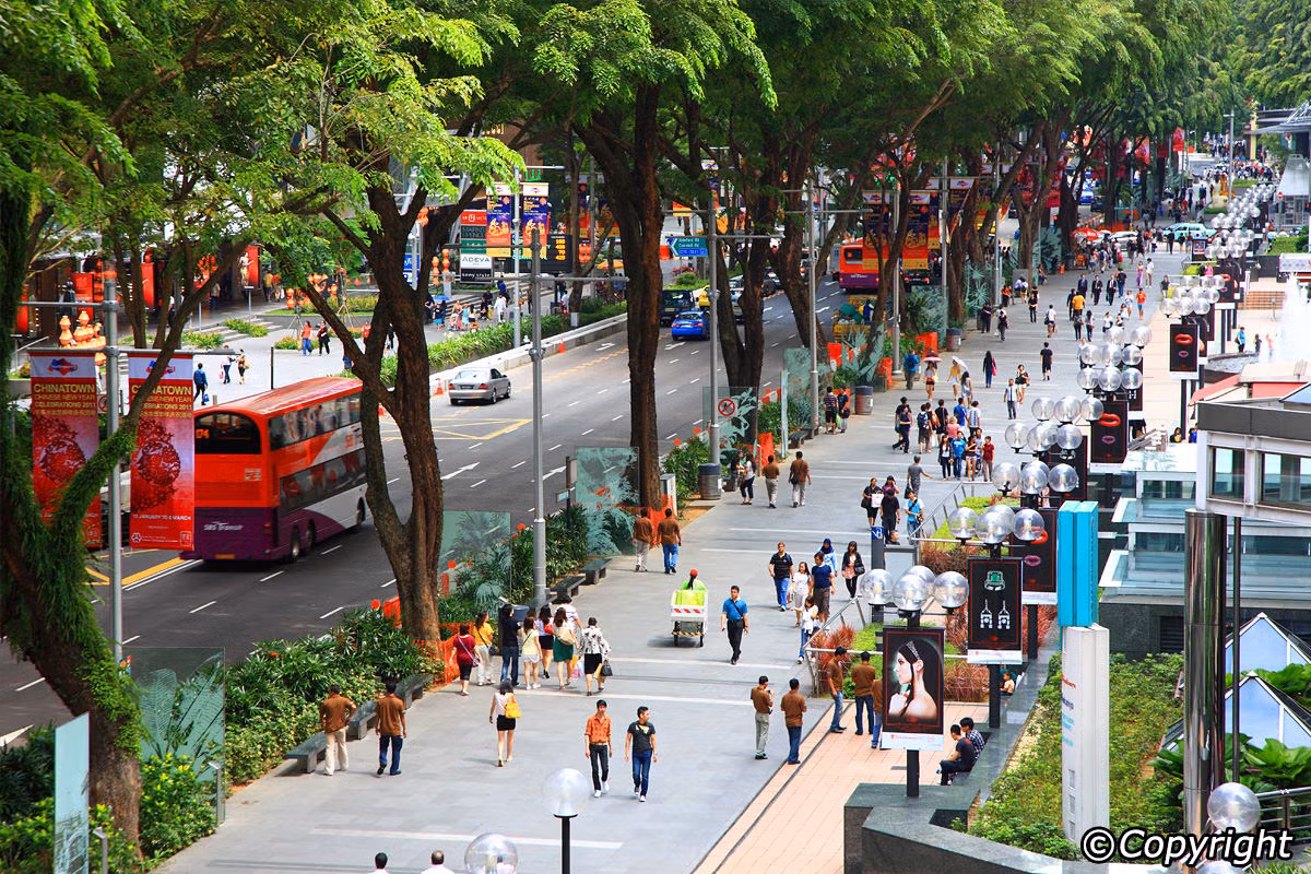 Con đường với hàng cây xanh rợp bóng mát ngày càng xuất hiện các thương hiệu lớn như Prada, Louis Vuitton, Hermes, Burberry...Ảnh: Singapore Guide.