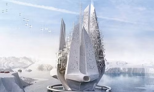 Hình dạng như một núi băng khổng lồ, tòa tháp Heal-Berg được thiết kế với mục đích ngăn chặn và đảo ngược tác động của biến đổi khí hậu.