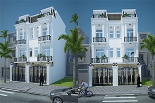 Thiết kế nhà đôi 4 tầng theo phong cách tân cổ điển. Ảnh: Namlongcons.