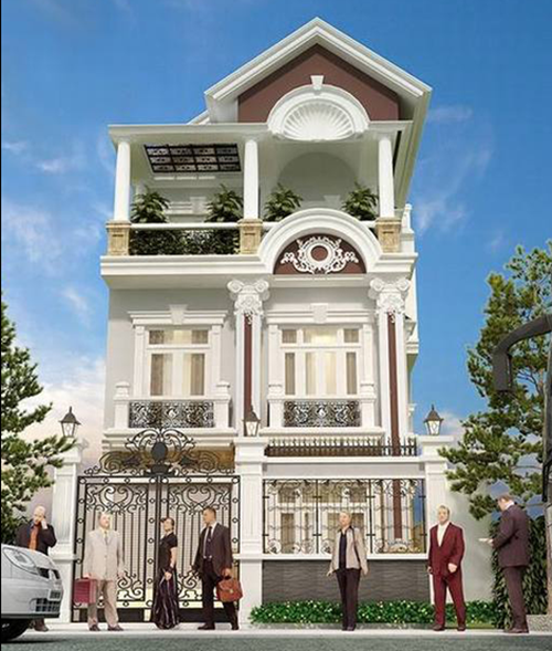 Mái dốc lợp ngói kết hợp với mái đua bao quanh tăng thêm sự bề thế cho tổng quan kiến trúc đồng thời hạn chế tối đa sự ẩm mốc của bức tường áp mái do nước mưa để lại. Ảnh: Linkedin.