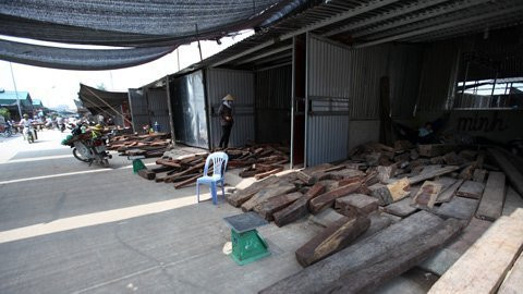 Khu chợ độc đáo này rộng trên 10.000m2, gỗ được mua bán bằng đơn vị kg chứ không không dùng m3. Ảnh: Vietnamnet.