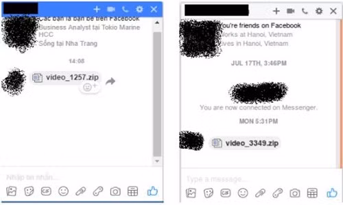 Mã độc đang lây lan trên Facebook Messenger. Ảnh: Evnspc.