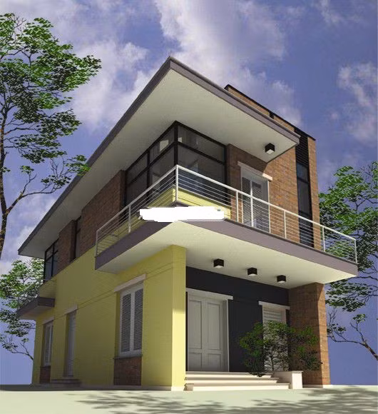 Mẫu nhà ống 2 mặt tiền kiểu dáng giống biệt thự đơn giản dễ thiết kế với chi phí thấp. Ảnh: Trangkim.