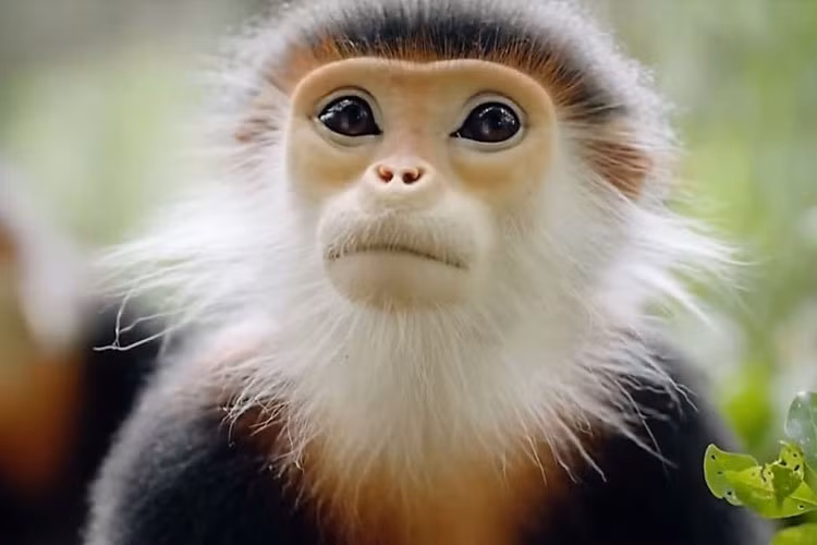 Cận cảnh loài voọc chà vá chân nâu nổi tiếng. Loài động vật này cũng được chọn làm hình ảnh nhận diện của thành phố Đà Nẵng nhân sự kiện APEC 2017.