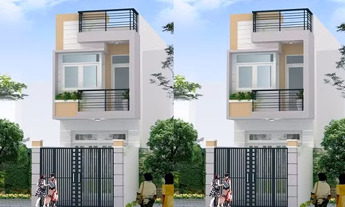 Mẫu nhà ống truyền thống có thiết kế các tầng lệch đan xen nhau, sử dụng lan can sắt trên ban công. Ảnh: Nhadepsang.