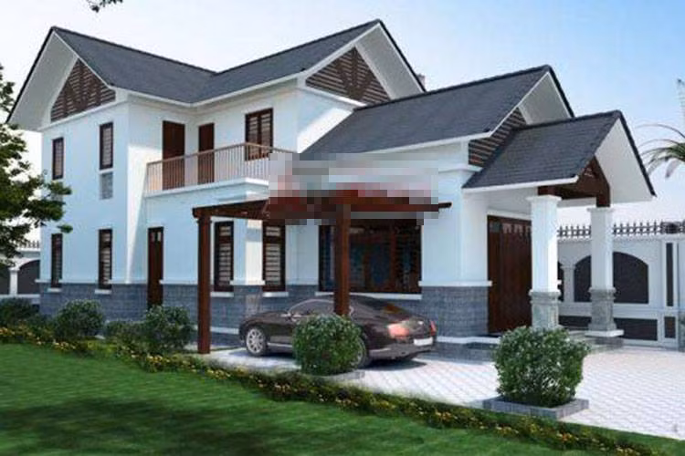 Nhà cấp 4 mái thái có sân vườn rộng rãi. Ảnh: Angcovat.