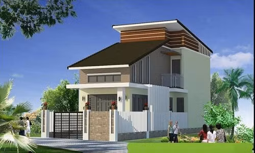 Nhà cấp 4 mái thái dọc xuôi có khoảng không gian sân trước rộng rãi, màu sơn trang nhã. Ảnh: Thietkenhadepmoi.