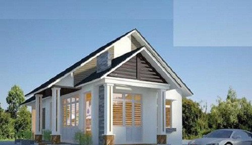 Nhà cấp 4 hai mái kiểu dáng mới vừa tạo tính thẩm mỹ vừa đạt hiệu quả trong việc chống nóng. Ảnh: Datbinhduong.