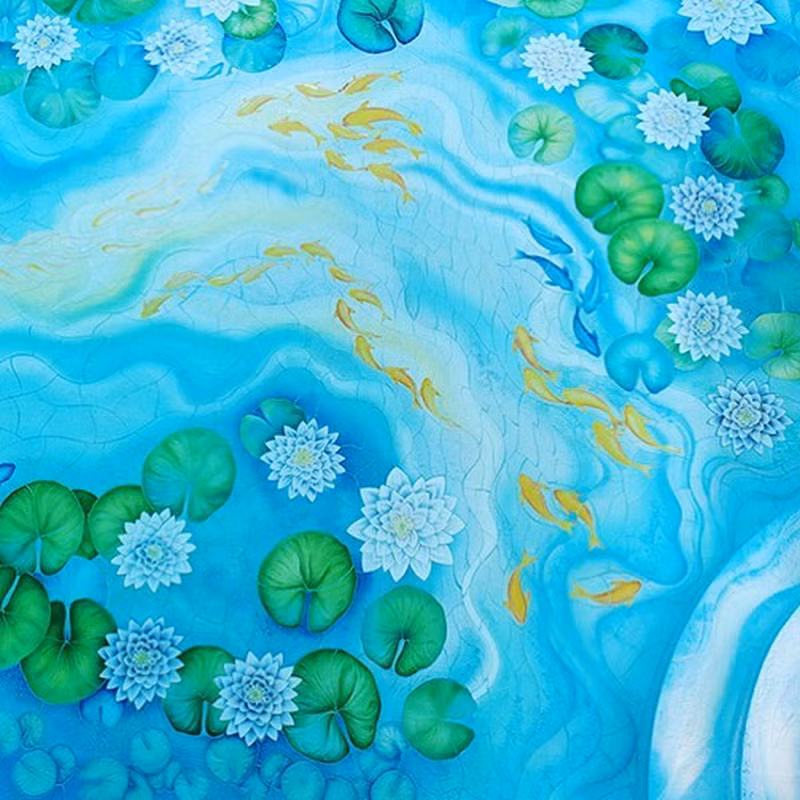 Thực tế, hồ bơi được ghép từ các viên gạch màu in sẵn các họa tiết.