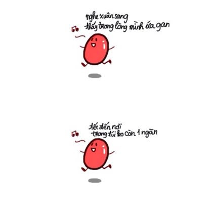 Đậu đỏ tung tăng - nhân vật hư cấu tiếp theo cũng được vẽ một cách rất đơn giản, nhưng về mặt phong thái và cá tính thì lại thể hiện rất rõ. "Nhỏ mà có võ", dù ra đời khá muộn nhưng Đậu đỏ tung tăng cũng mang đến cho giới trẻ Việt nhiều tiếng cười sảng khoái.