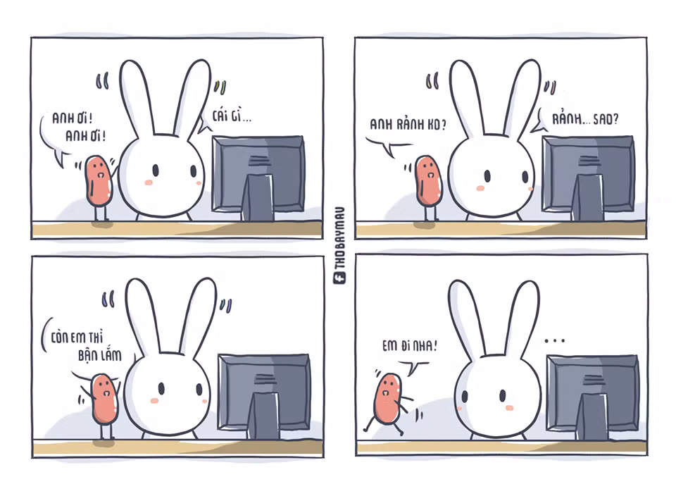 Những phát ngôn của Thỏ Bảy Màu thường là những câu nói vô nghĩa bất chợt xuất hiện trong đầu, một câu hát được chế lại, hay từ những cuộc trò chuyện vớ vẩn giữa Thái Ngọc và những người bạn. uất hiện trên mạng xã hội với tần suất ngày càng nhiều, những bức vẽ Đậu Đỏ tung tăng với những câu thoại thú vị, nét vẽ dễ thương đang dần thu hút sự quan tâm của giới trẻ. Tác giả của nhân vật đáng yêu này là Phạm Thụy Mai Thy ( SN 1996, TP. Hồ Chí Minh ). Mai Thy cho biết ý tưởng sáng tạo nên Đậu Đỏ khá tình cờ khi nó xuất phát từ tài khoản "ask" của cô. “Ban đầu mình tạo tài khoản để tên là Đậu Đỏ tung tăng. Nhiều người bạn vào ask chọc mình về cái tên đó, thế là mình vẽ hạt đậu đỏ ra làm hình trả lời các câu hỏi của mọi người. Vẽ xong thấy dễ thương quá nên quyết định phát triển nó luôn. Mình cũng chỉ vẽ truyện tranh về Đậu Đỏ như một sở thích thôi, không ngờ là nó được nhiều người yêu thích tới vậy", Mai Thy chia sẻ. Nhân vật Đậu Đỏ tung tăng được phác thảo 1 cách hoàn toàn đơn giản và không hề cầu kỳ. Có lẽ cũng chính bởi sự đơn giản mà nhân vật này khiến người xem "ngấm" một cách dễ dàng. Hiện tại fanpage của Đậu Đỏ tung tăng đã nhanh chóng đạt được hơn 20 nghìn lượt like.