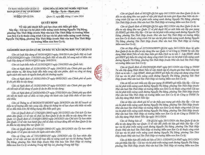 TP HCM: Cty Phu Thien Loc 1 ngay trung 2 goi thau xay lap tai Quan 12