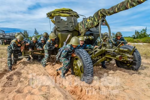 Bộ đội pháo cao xạ chiếm lĩnh trận địa.