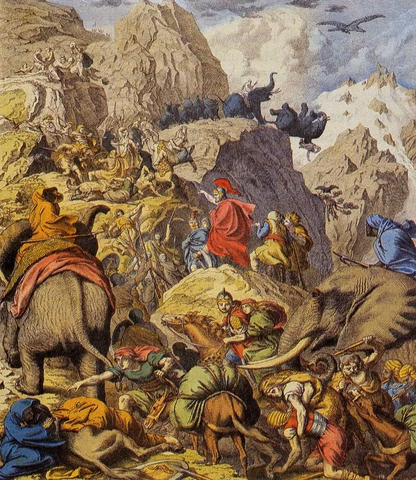 Mặc dù đạt được thành công đó nhưng quân đội Carthage tổn thất khá lớn khi chỉ còn khoảng 1/3 đội quân so với lúc đầu. Theo đó, đội quân của Hannibal còn khoảng 20.000 bộ binh, 6.000 kỵ binh và 37 con voi chiến.