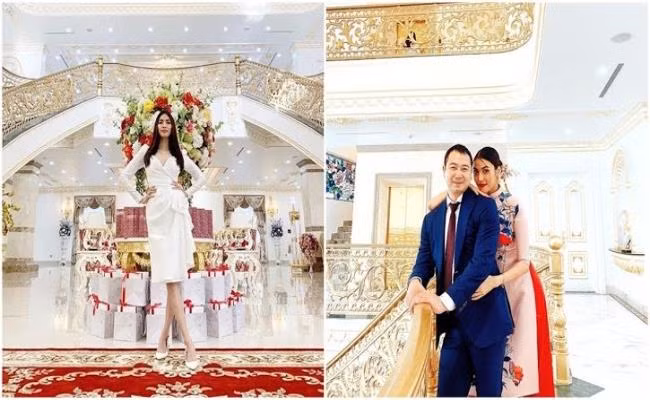 Không ít khán giả đã phải trầm trồ khi căn biệt thự quá sức tráng lệ như vậy. Bên trong rất rộng lớn, với sắc trắng chủ đạo, nhiều hạng mục và đồ nội thất được dát vàng lấp lánh.