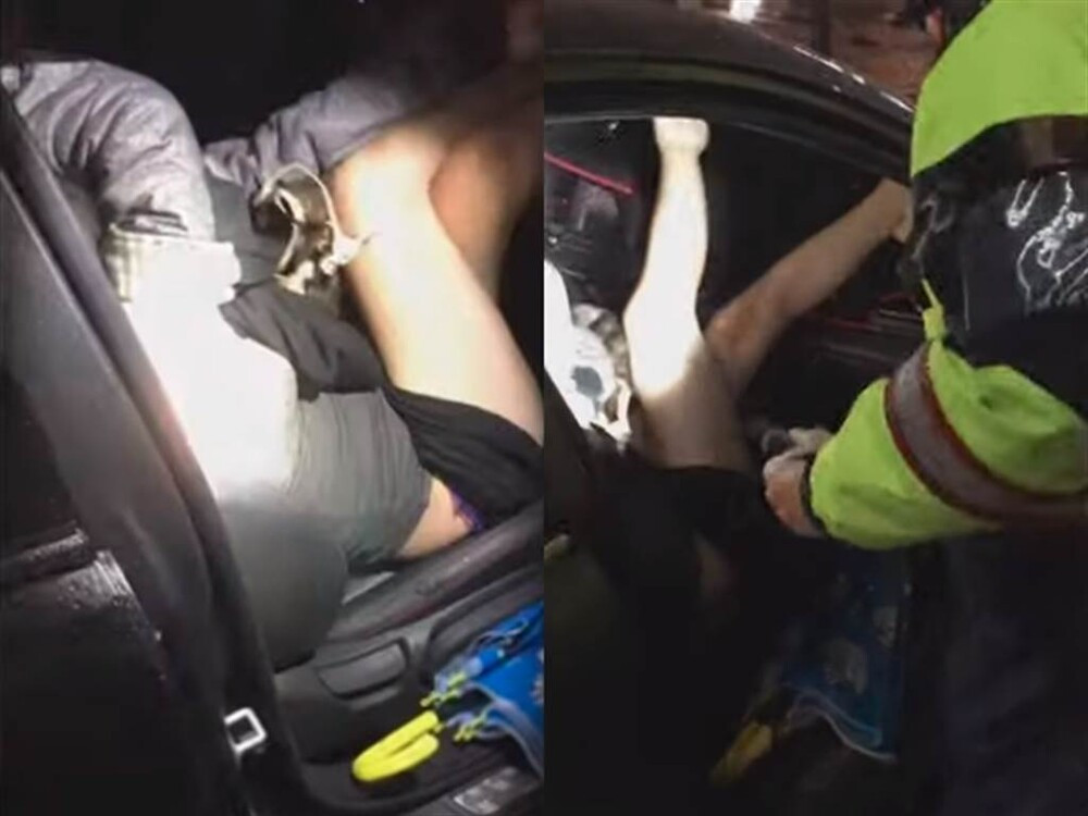 Co gai mac noi y len vao xe gay roi, chu xe xu ly bat ngo